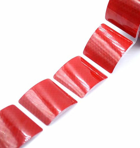 6x Red Reflective, Self Adhesive Squares Highly Reflective Marker Stickers.