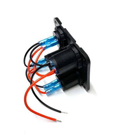 12V 4 in 1 Power Panel; Dual USB, 12V Socket, LED Voltmeter, Power Outlet