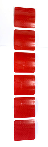 6x Red Reflective, Self Adhesive Squares Highly Reflective Marker Stickers.